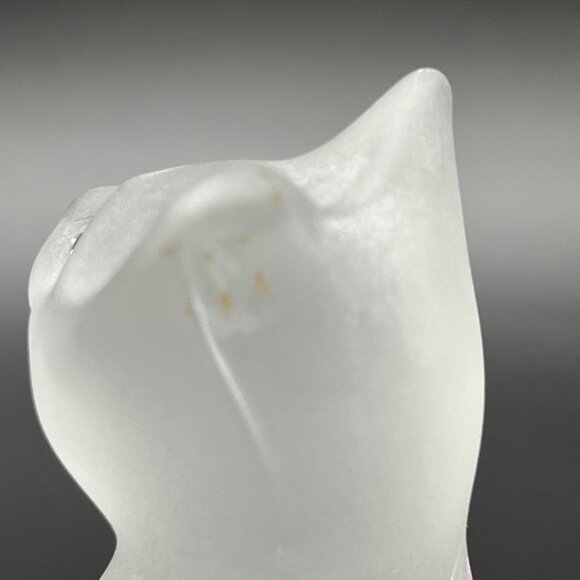 Handpainted Clear Satin Glass Cat Figurine Sitting On Pillow Paperweight Floral - Picture 7 of 11